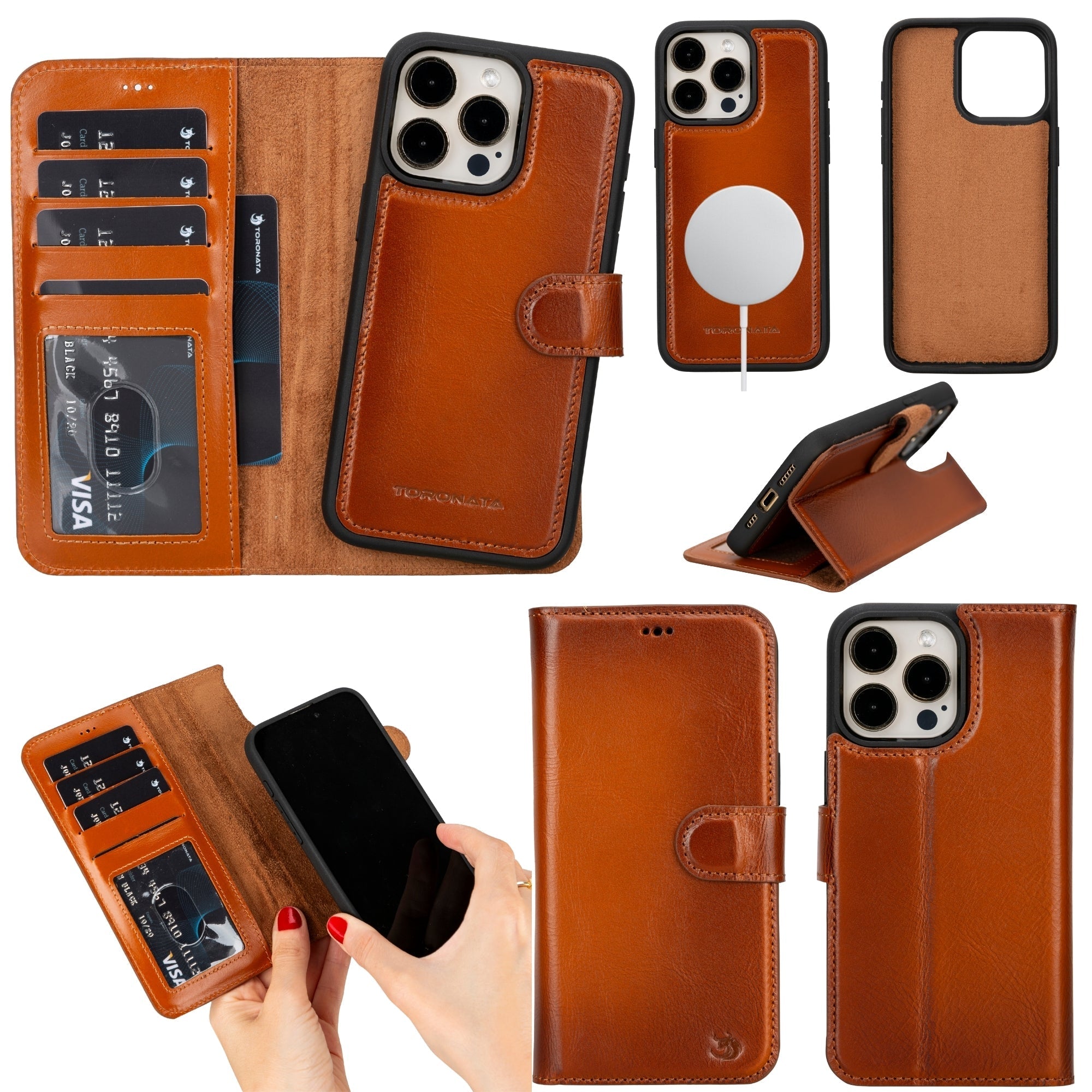 Casper Leather iPhone 15 Pro Wallet Case | Detachable MagSafe Compatible RFID Protection-0