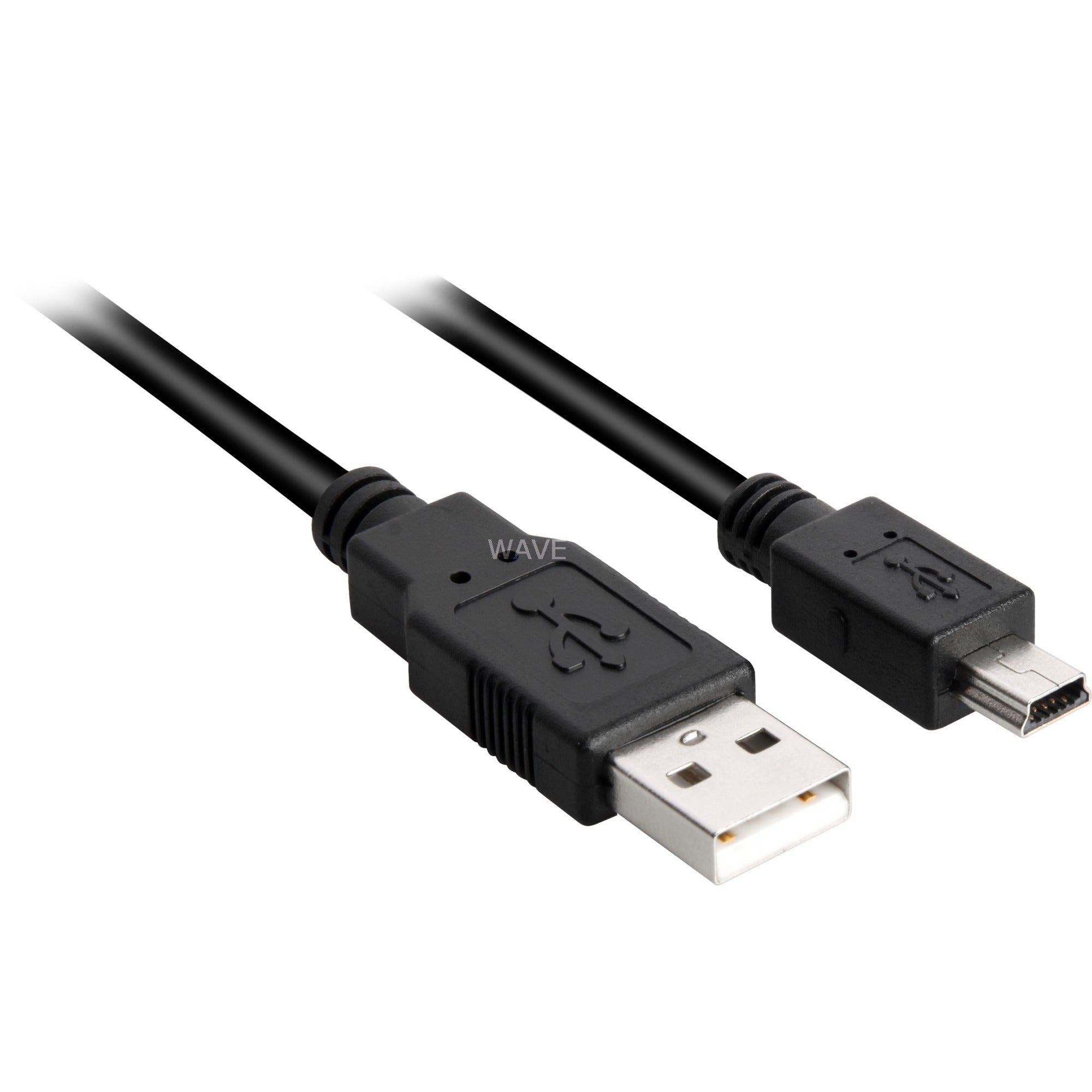 Sharkoon USB-A 2.0 > mini USB-B kabel (zwart, 1 meter, dubbele afscherming)